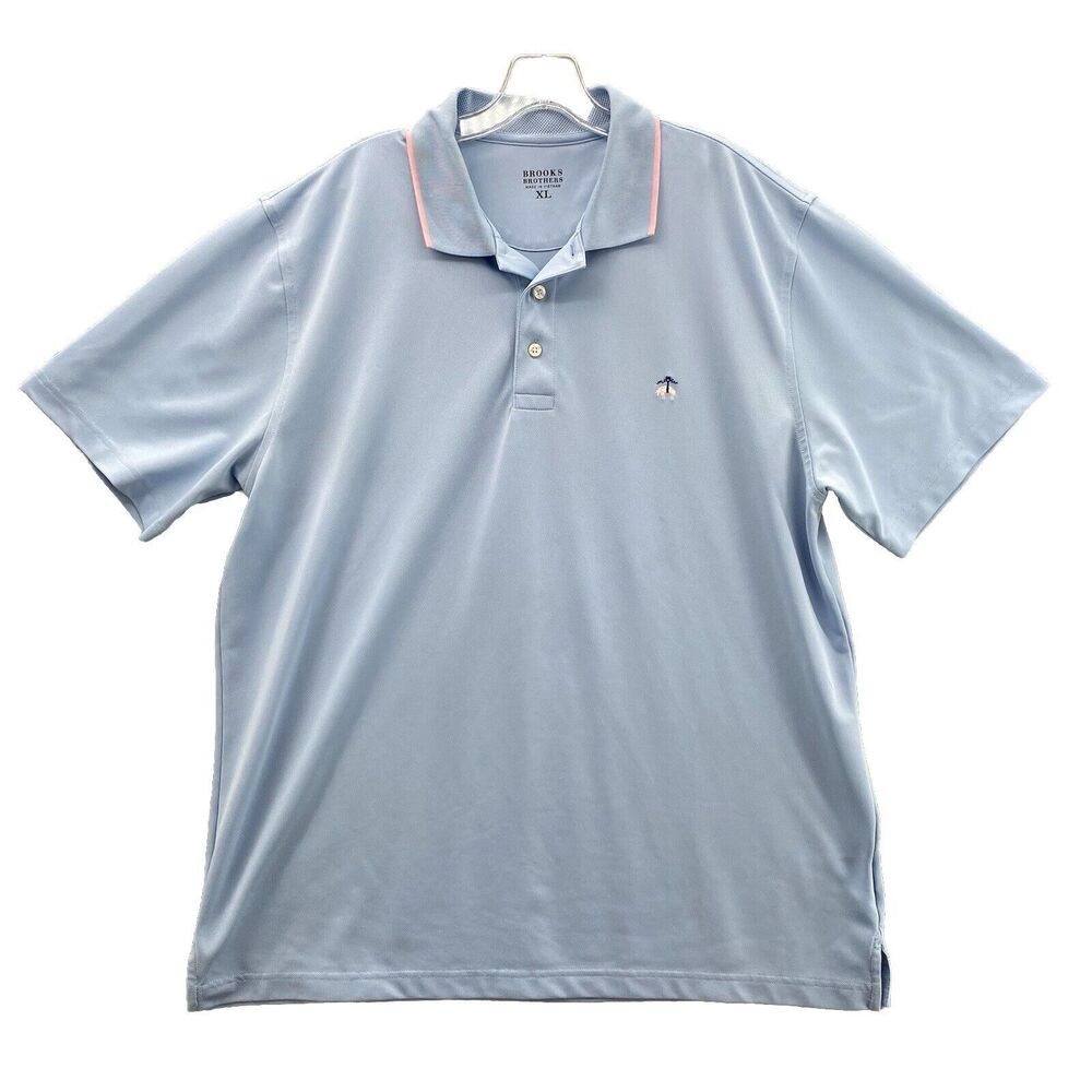 Brooks Brothers Shirt Men's XL Blue Pink Polo Golf‎ Rugby Preppy Casual Golfer